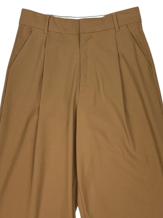 Zara Pleated Front Wide Leg Trouser Pants S Tan High Rise - Picture 8 of 13